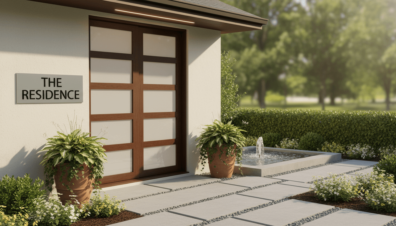 Well-maintained residential property entrance