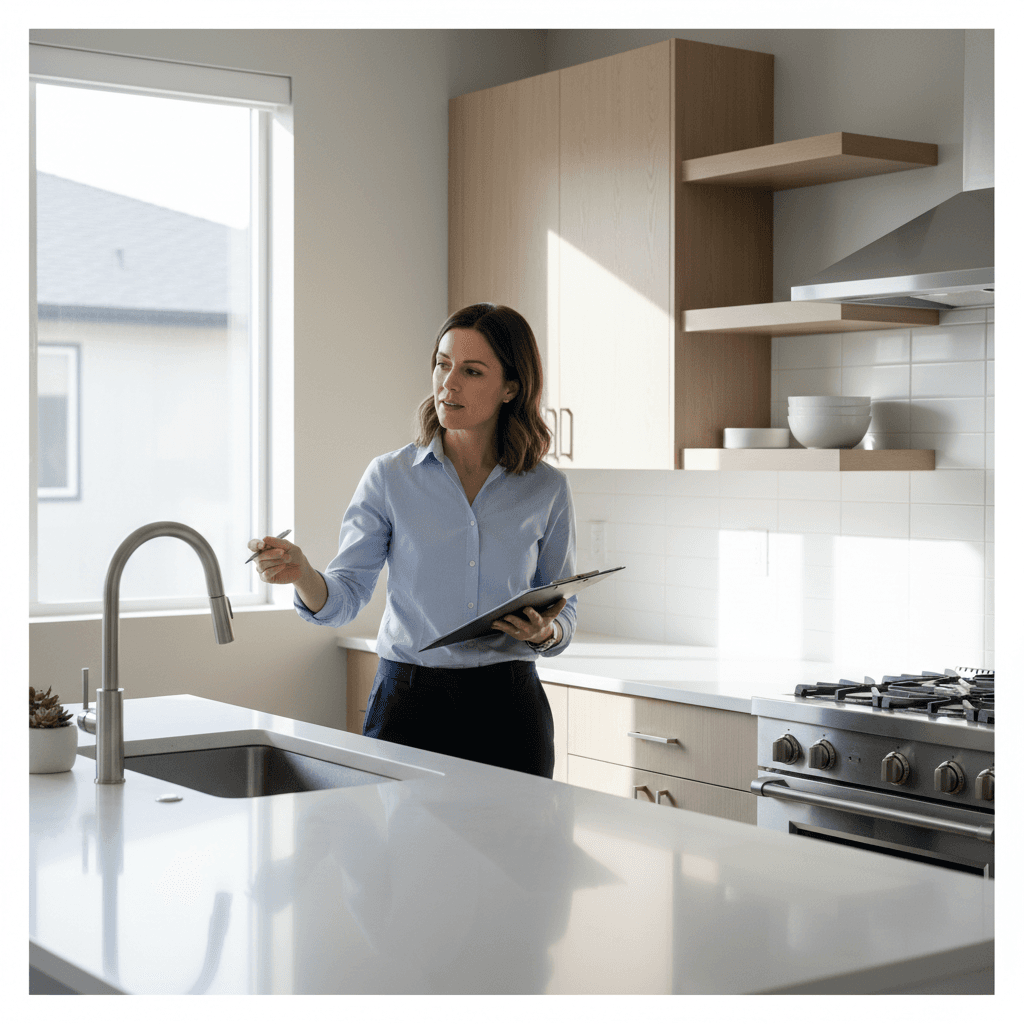 Property manager conducting rental property inspection